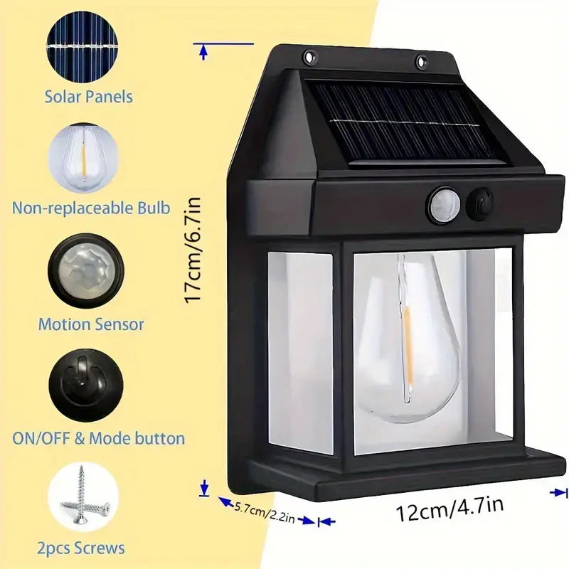 4 Pack Solar Outdoor Wall Lights with Motion Sensor - Waterproof IP65 Garden Security Lighting, 3 Modes Auto Dusk to Dawn, Wireless Decorative Lamp for Patio, Villa, Pathway