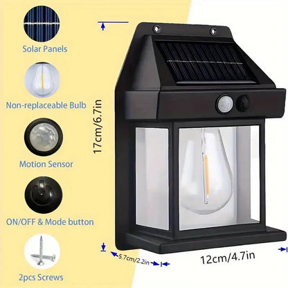 4 Pack Solar Outdoor Wall Lights with Motion Sensor - Waterproof IP65 Garden Security Lighting, 3 Modes Auto Dusk to Dawn, Wireless Decorative Lamp for Patio, Villa, Pathway