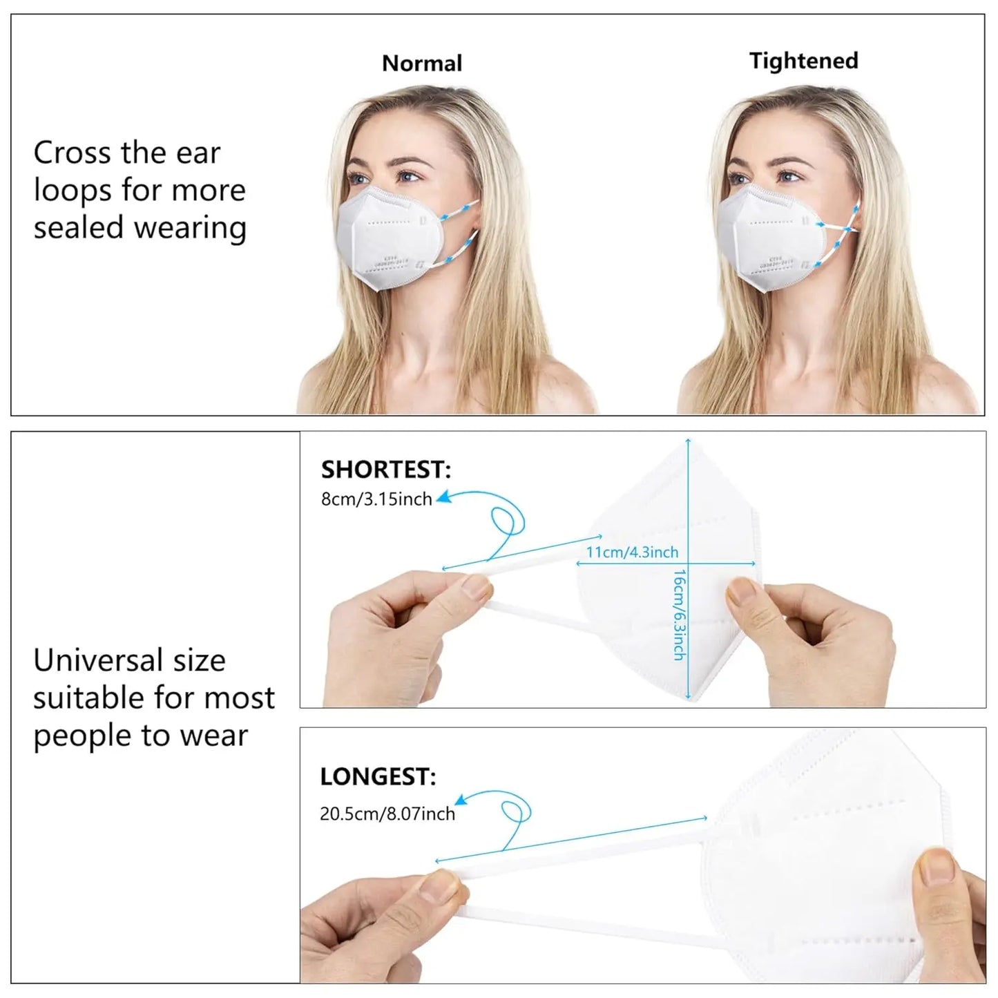 ✨KN95 Face Masks 100 Pack 5 Layer Breathable Design