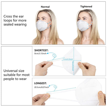 ✨KN95 Face Masks 100 Pack 5 Layer Breathable Design