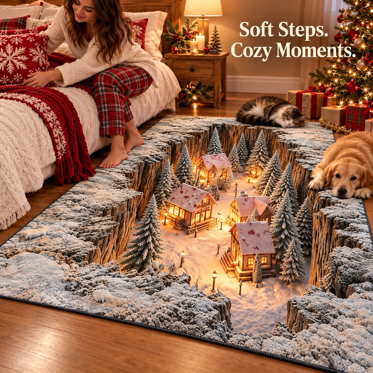 ✨Optical Illusion Christmas Scene Rug | Bring A Hidden Winter Village