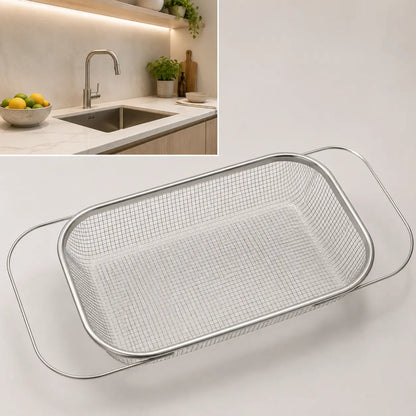 Stainless Steel Expandable Over-The-Sink Colander Strainer Basket
