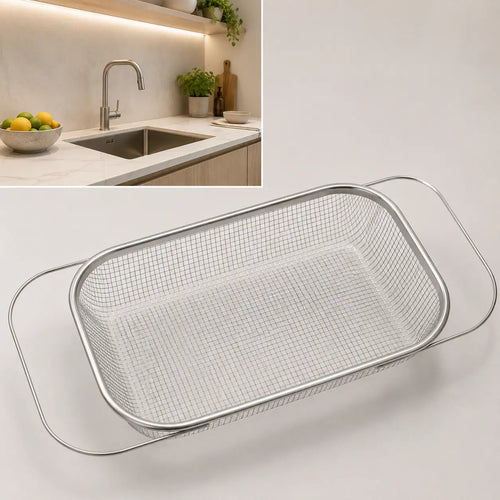 Stainless Steel Expandable Over-The-Sink Colander Strainer Basket