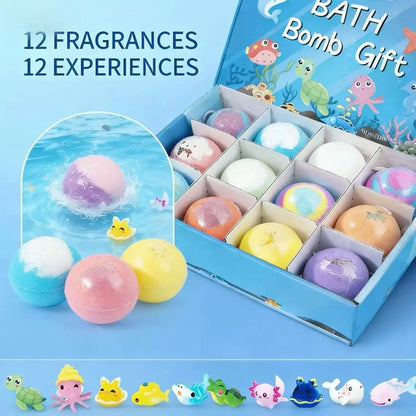 Bath Bombs for Kids with Surprise SPRING Inside, 12 Pack Kid Bath Bombs Gift Set,Easter Basket Stuffers for Boys Girls BubbleBath