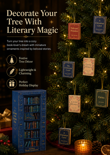 24-Day Book Ornament Advent Calendar | Christmas Gift for Book Lovers