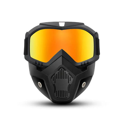 A Full-face Goggle with Anti-fog High-definition Lenses, a Detachable and Adjustable Ski Mask, and a Comfortable Sponge Pad - Made of Plastic.