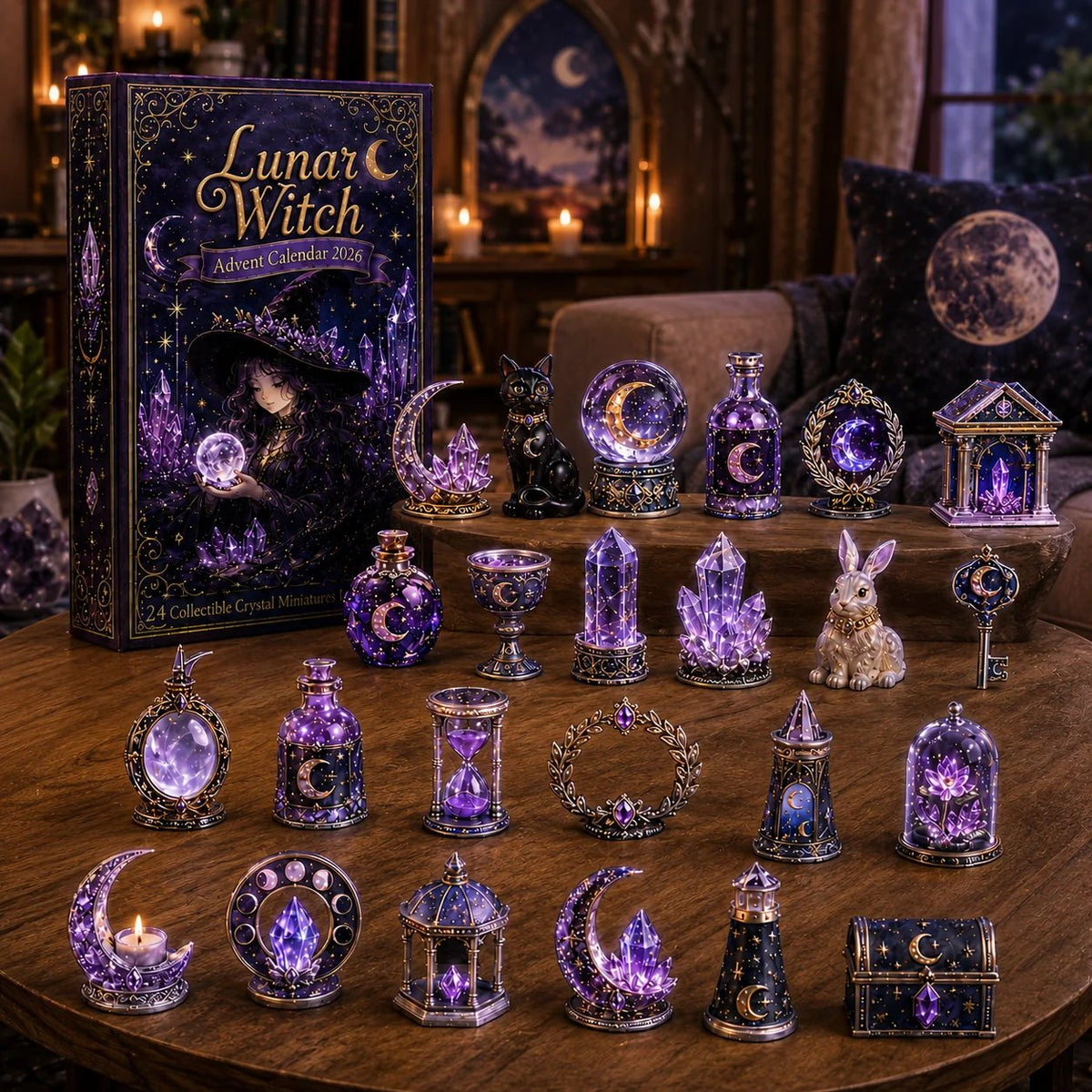 🏆Limited Time Sale 49% OFF🎄🔮Lunar Witch Advent Calendar 2026 – 24 Enchanted Crystal Miniatures for a Magical Moonlit Countdown