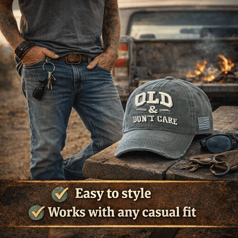 🧢 2026 New Year Hot Sale |  Vintage Distressed “OLD & DON’T CARE” Cap