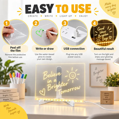 ✨ Reusable Acrylic LED Message Board – Write, Glow & Create