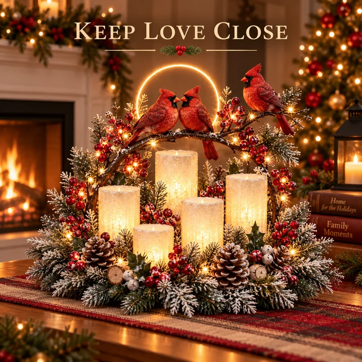 🎄 Glowing Christmas Centerpiece with Warm Flameless Candlelight ✨🕯️
