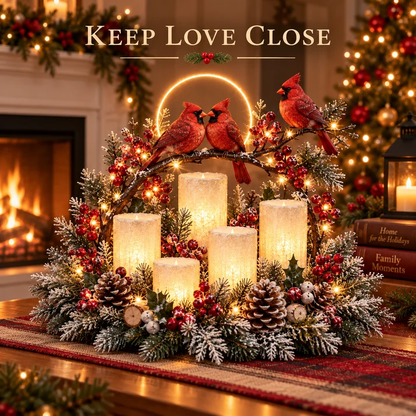 🎄 Glowing Christmas Centerpiece with Warm Flameless Candlelight ✨🕯️