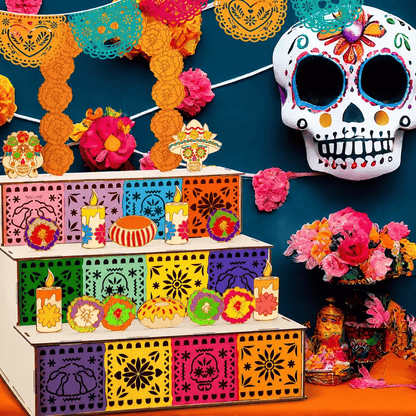 🎃Day of the Dead Wooden Altar Display Set | 💕Death is not the end of life, forgetting is