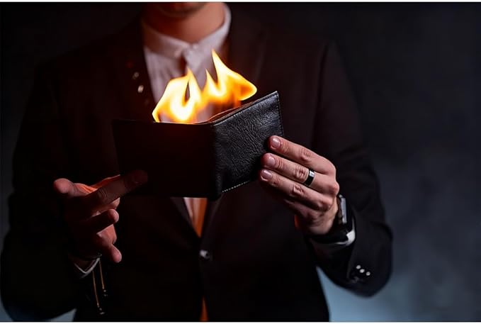 Flaming Wallet Magic Trick Flame Street Show Prop Fire Wallet,Magician Wallets, Close-up Magic, Props, Professional Cool Tricks