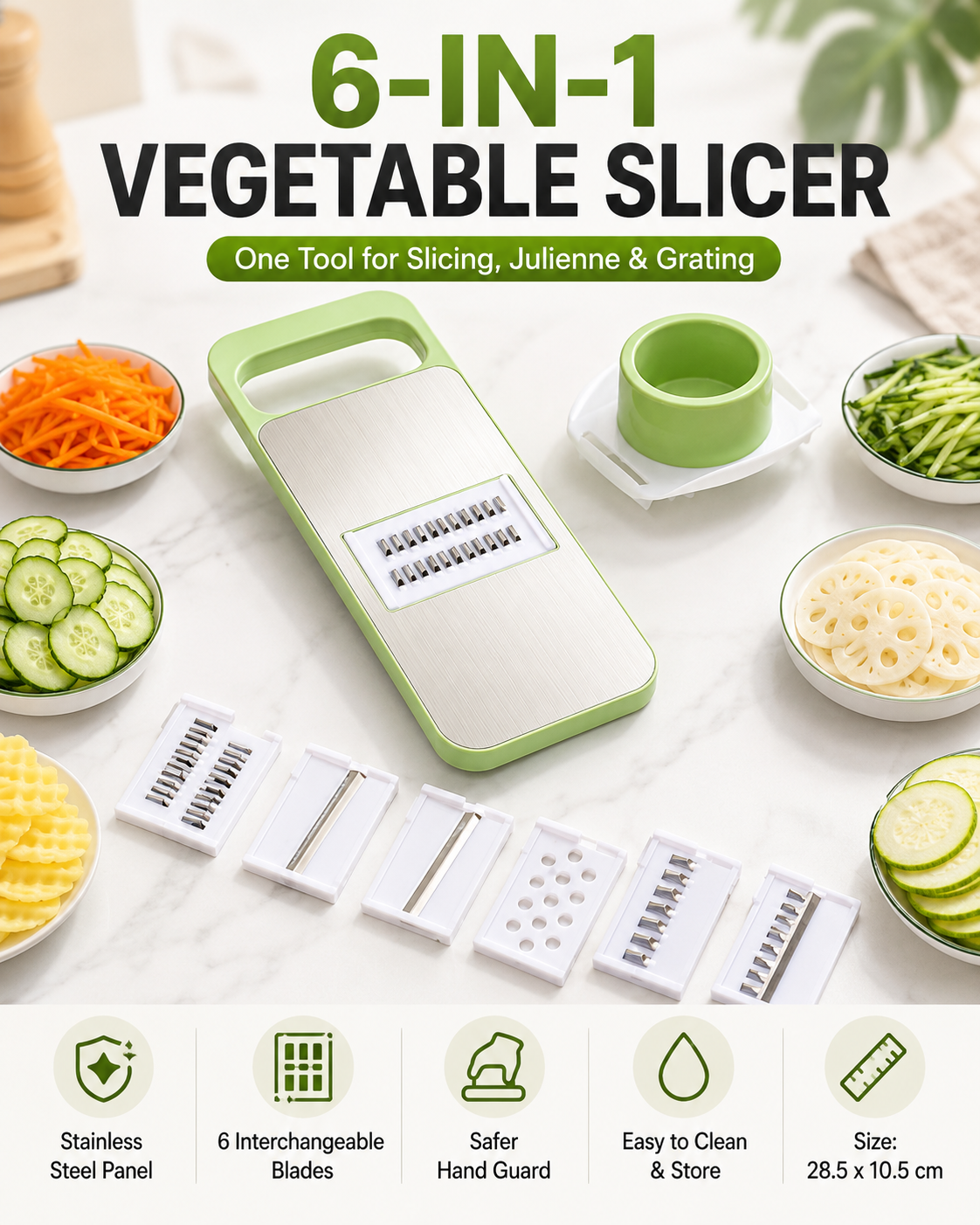 6-in-1 Vegetable Slicer with 6 Blades