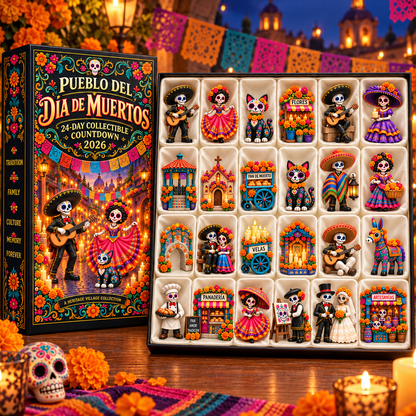 🔥Pueblo del Día de Muertos 2026 – 24-Day Day of the Dead Collectible Countdown Calendar with 24 Unique Miniatures