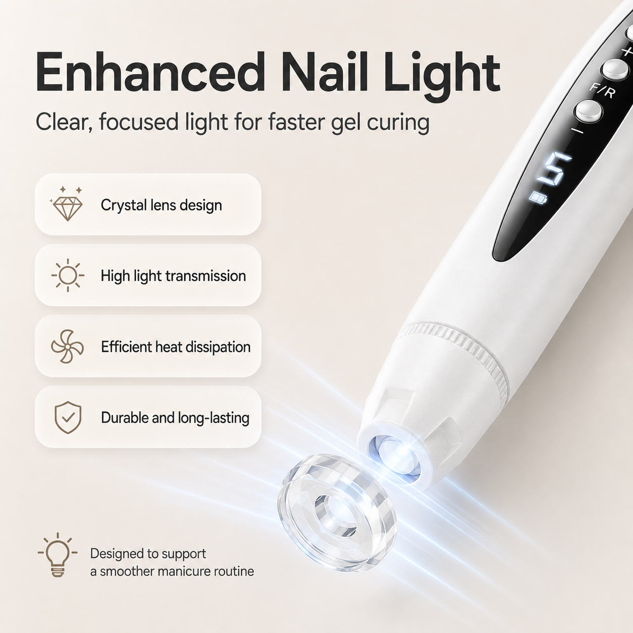 ✨ 3-in-1 Electric Nail Drill Pen with Nail Light & 5 Bits