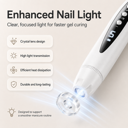 ✨ 3-in-1 Electric Nail Drill Pen with Nail Light & 5 Bits