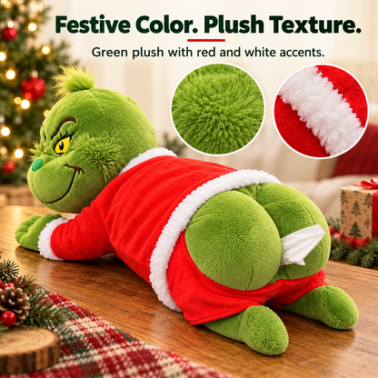 HOT SALE🎄 Grinch Plush Tissue Box Cover | Funny Christmas Grinch Tissue Holder, Festive Home Decor & Novelty Holiday Gift