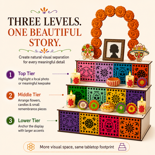 🎃Day of the Dead Wooden Altar Display Set | 💕Death is not the end of life, forgetting is