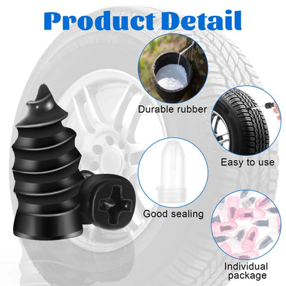 60/30Pcs Tire Repair Screws Plugs, Self-service Tyre Repair Vacuum Rubber Nails Kit for Car/Motorcycle/Truck/Tractor Puncture Fast Tyre Repair Supplies
