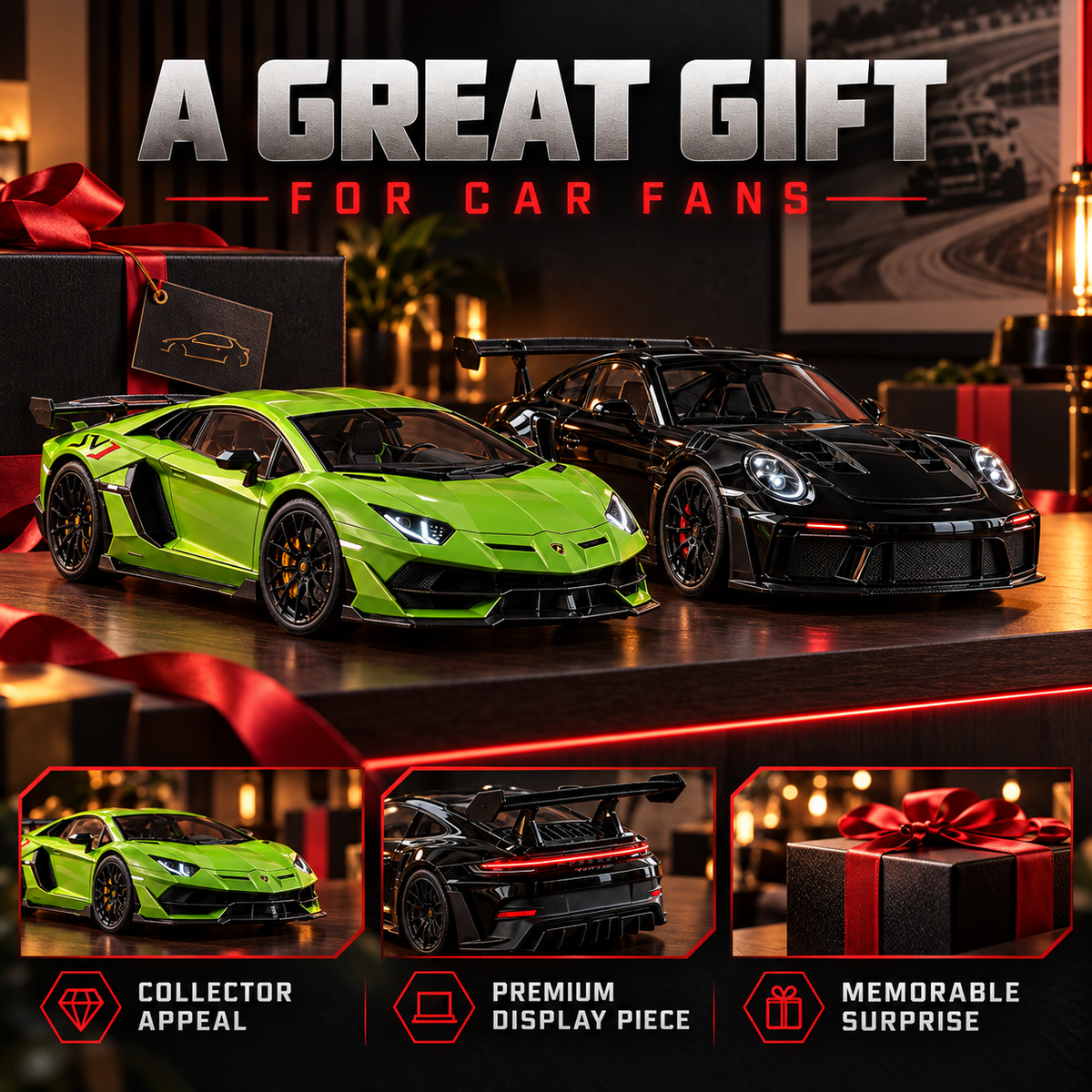 🎁Last day 49% off|🏎️💨 Track-Inspired Sports Car Display Model – Exhaust Mist Effect Collector Decor