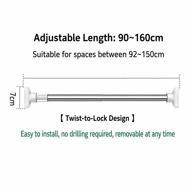 🧺 Expandable Closet Rod – Punch-Free, Adjustable, No Drilling