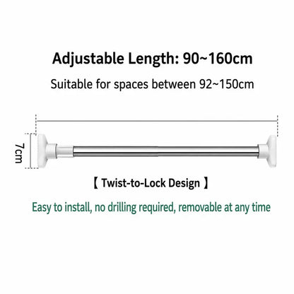 🧺 Expandable Closet Rod – Punch-Free, Adjustable, No Drilling