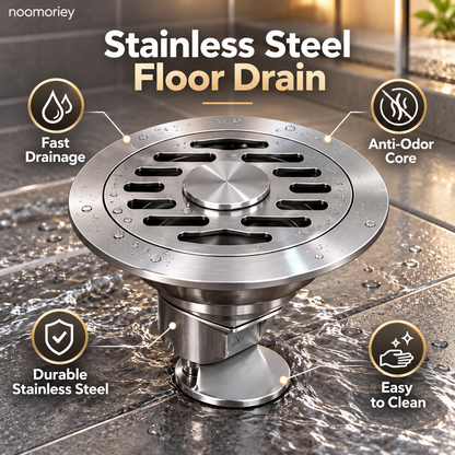 🚿 Stainless Steel Floor Drain with Odor-Blocking Core & Fast Drainage