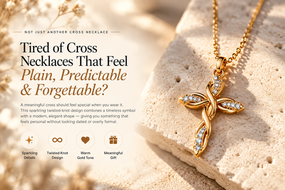 ✨ Sparkling Twisted Knot Cross Pendant Necklace