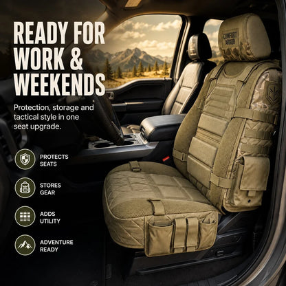 Rugged Truck Seat Cover -Tactical Storage, Seat Protection & All-Day Comfort