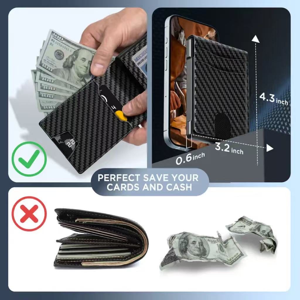 💰Pop-Up Wallet – Aluminum + Leather, RFID Blocking, Cash & Card Slots