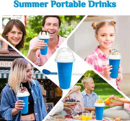 Slushy Cup, Freeze, Squeeze and Enjoy! Slushie Magic Cup, Homemade DIY  Gadget with Lid & Straw Spoon  350ML, Washable, BPA free Kitchen Utensils Mug