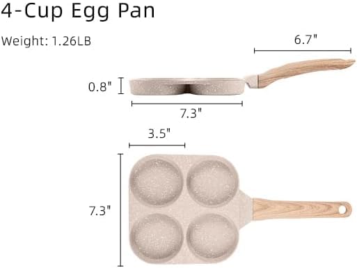 ⏳Hot Sale Multifunctional Egg Frying Pan, 4 Holes Design & Ergonomic Wooden Handle🍳