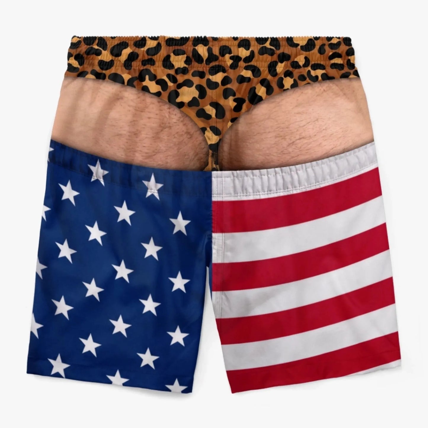 🇺🇸 Patriotic Swim Trunks – "Warning Wide Load" Funny Design, Great Gift for Men