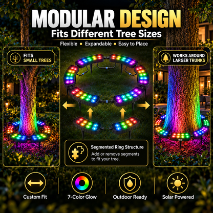 🌈 Solar RGB Tree Ring Light – 7-Color Outdoor Landscape Uplighting