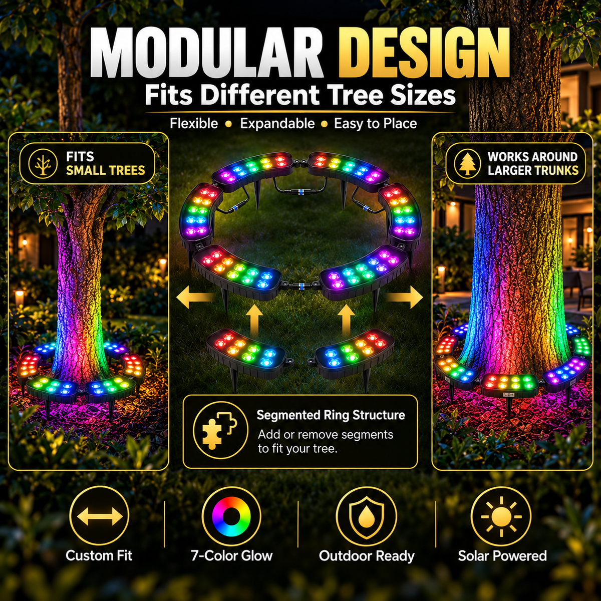 🌈 Light Up Your Garden in Style! ✨ Solar RGB Tree Ring Light