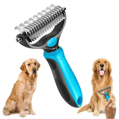 🔥Double-Sided Pet Rake – Deshedding Tool for Dogs & Cats 🐶🐱