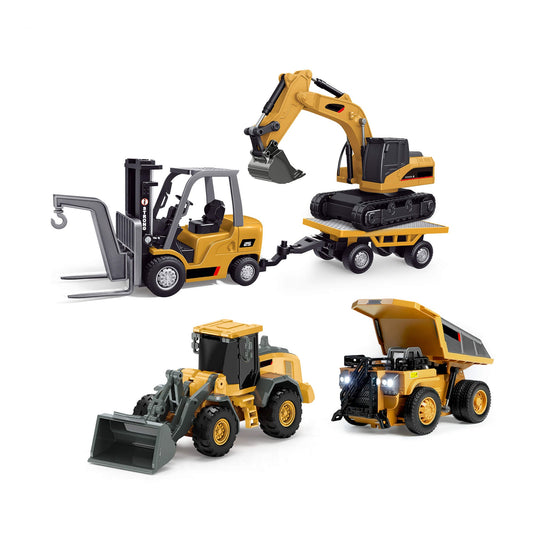 RC Construction Vehicle Toy Set with Excavator, Dump Truck, Forklift & Bulldozer