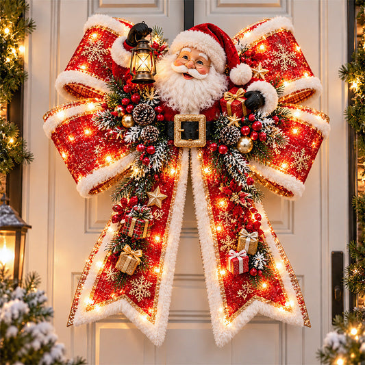 🔥Last Day 50% OFF🎀🎄 Christmas Magic Bow Door Hangers – Oversized Light-Up Holiday Bows in 6 Festive Styles