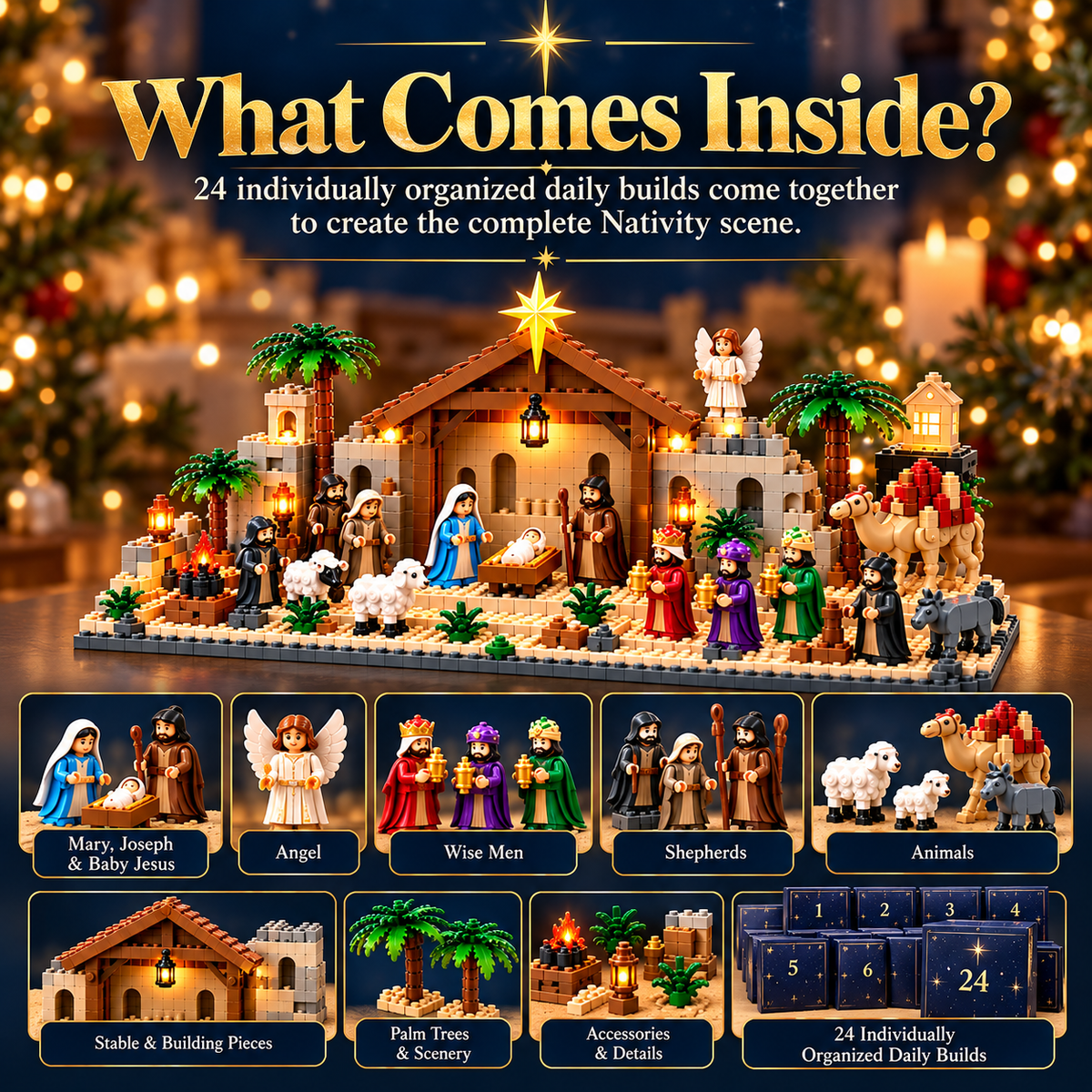 🎄 Nativity Building Advent Calendar ✨| 24 Daily Builds to Create a Complete Christmas Scene 🧱