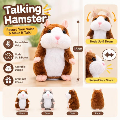 🐹💝70% OFF!!!-Ready for Christmas!🎄🎁Talking Hamster Plush – repeats whatever you say, auto head-shaking, hilarious fun for kids & adults