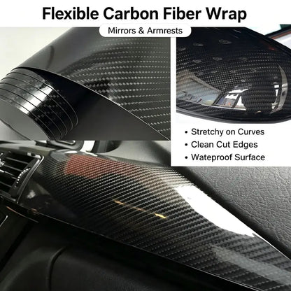 🚗 6D Gloss Carbon Fiber Vinyl Wrap – Peel, Stick & Upgrade Your Car’s Look