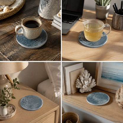 Handcrafted Dark Wave Ocean Art Coaster