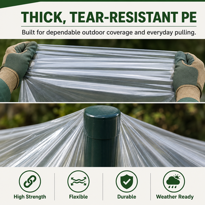 🔥Clear Waterproof PE Tarp, Transparent Outdoor Cover with Metal Grommets）