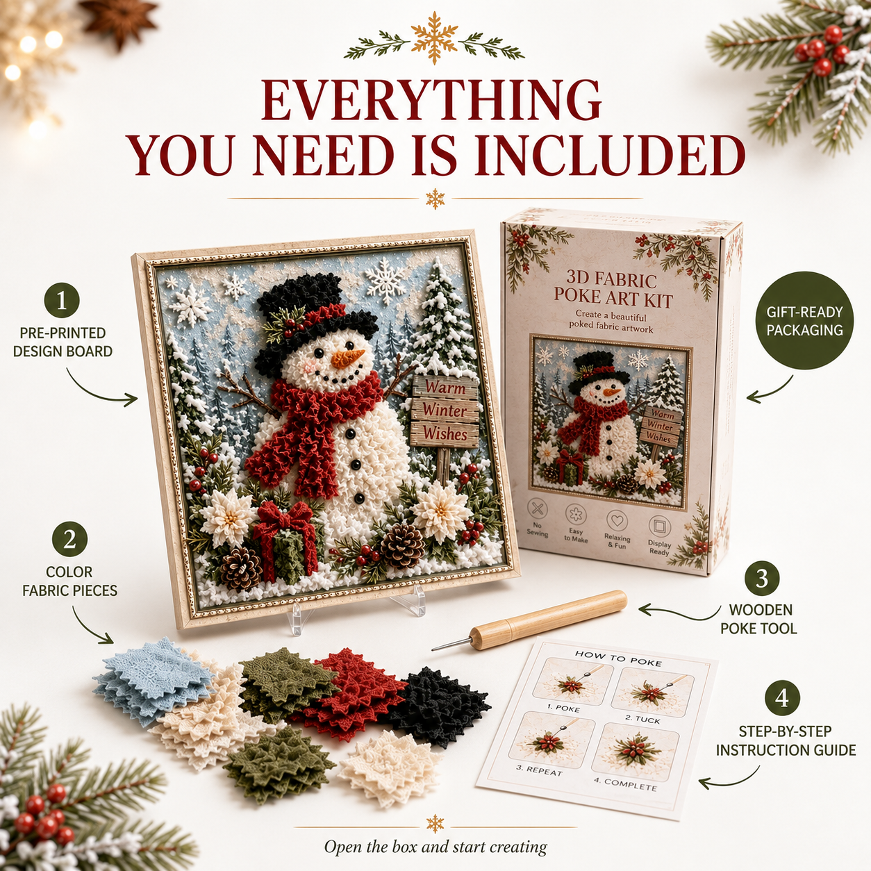 3D Fabric Poke Art Kit – Easy Christmas Craft Kit