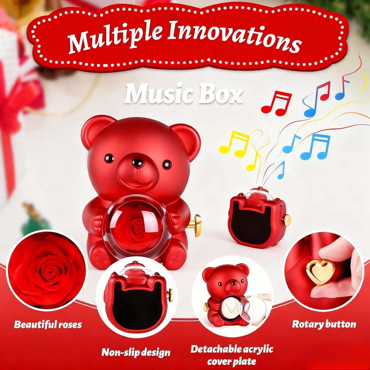 Mother's Day Hot Selling✨Cute Teddy Bear with Preserved Rose--Necklace📿+Eternal Rose🌹+Teddy Bear🧸