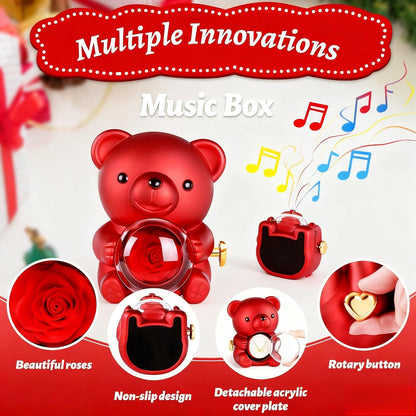 Mother's Day Hot Selling✨Cute Teddy Bear with Preserved Rose--Necklace📿+Eternal Rose🌹+Teddy Bear🧸