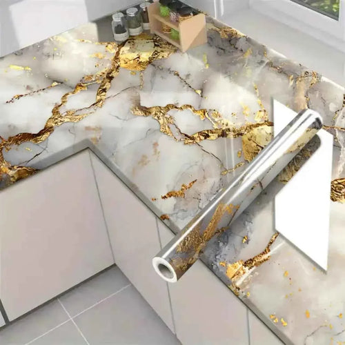 🔥 Gold Marble Peel & Stick Wallpaper ✨ Self-Adhesive Wall Paper Roll for Kitchen, Bedroom & Home DIY Decor