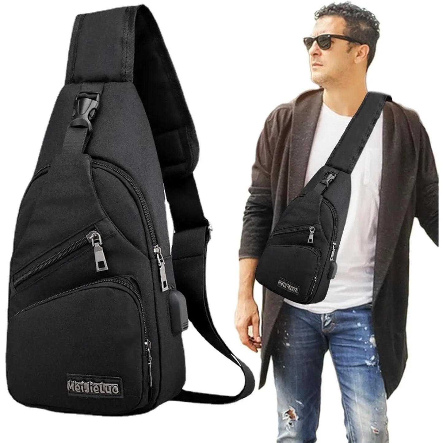Men's Waterproof Oxford Sling Chest Bag for Travel & Daily Use