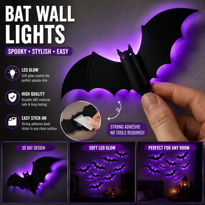 🦇3D LED Bat Light Halloween Wall Decor – Glowing Spooky Party Ornaments